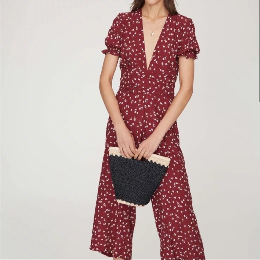 Faithful the Brand Bonnie Maroon Floral Jumpsuit